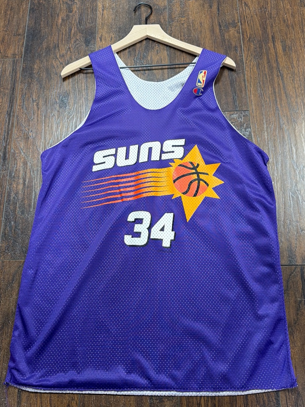 Champion Charles Barkley Purple Phoenix Suns #34 Jersey with Orange Sun Logo